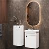 Planetmöbel Set di mobili da bagno lavabo con mobiletto 45 x 60 x 33 cm, specchio con illuminazione 50 x 90 cm e armadio midi per WC ospiti, bianco