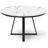 PAZZO DESIGN Tavolo rotondo allungabile Pamela, tavolo da soggiorno, tavolo da cucina, gambe incrociate nere made in Italy color marmo statuario opaco da 120 a 170 cm - id_2286