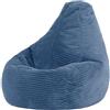 icon Dalton Pouf Bambini, Blu Denim, Velluto a Coste, Poltrona Sacco con Riempimento Incluso, Sedia Bambini, Mobili Camera da Letto