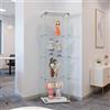 BLSYHDH Vetrina in Vetro 164 cm, Armadio per Collezione Con 1 Anta 4 Ripiani Trasparente, Mobile Soggiorno Bar (4 Piani 1 Porta, Bianco)