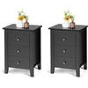 KOMFOTTEU Comodino a 3 Cassetti, Comò Cassettiera Salvaspazio e Moderno in Legno, Mobile con Cassetti per Camera da Letto, Soggiorno, Cucina, Corridoio, 46 x 37 x 65 cm (Nero x 2)