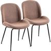 Brigros WeHome - Set Di 2 Sedie Tessuto Bouclè, Sedie Moderne Sala Da Pranzo, Sedie In Tessuto Con Gambe In Metallo, Sedie Imbottite - Shell (Nero, Marrone)