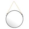 AKTIVE Max Home Specchio da parete, 38 cm, Rotondo, Corda di iuta, Design moderno, Cornice nera, Decorativo, Per ingresso, Camera da letto, Bagno, Stile minimalista, Elegante (18447)
