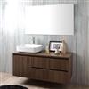 Kiamami Valentina - Mobile bagno sospeso 120cm, anta e 2 cassetti noce scuro, lavabo appoggio e specchio 120x70 | Siena