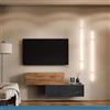 Planetmöbel TV da pareggio 2x100 cm, oro quercia/negro, rovere dorato, moderno, con 2 alette archiviazione, appeso o in piedi
