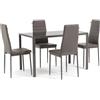 SIEDITI FUORI E DENTRO Set pranzo Tavolo Rettangolare Ettore + 4 Sedie Imbottite con schienale alto Lidia (Tortora)