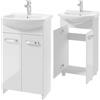 Deftrans Domodomo - Armadietto da bagno con lavandino, 85 x 45 x 27,1 cm, laccato, elegante set con lavabo in ceramica (bianco senza cassetto)