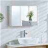 Bath Vida Tiano - Armadietto da Bagno con Triplo Specchio, Montaggio a Parete, in Acciaio Inox, Stile Moderno