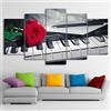 FJKYF 150×80cm Quadro su Tela Tasti di Pianoforte in Tela di 5 Pezzi Che dipingono la Musica Moderna di Rose Componi Le Immagini di Arte della Parete Decorazione Domestica di Moda