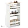 KOMFOTTEU Carrello Portaoggetti a 4 Ripiani con Ruote Rirevoli a 360°, Carrellino Scorrevole con Maniglia Slim, da Bagno, Cucina, Lavanderia, 47,5 x 20 x 80,5 cm (Bianco e Naturale, Con Presa)