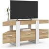 IDMarket - Mobile TV angolare PHOENIX 110 cm con cassetto in legno e bianco