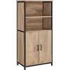 VASAGLE Armadietto portaoggetti autoportante, armadio, libreria, 2 ripiani e un armadio con ripiano regolabile, telaio in acciaio, per soggiorno, cucina, home office, rovere tostato e nero LSC066B50