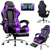 LUCKRACER Sedia da gioco con massaggio ergonomico | Poggiapiedi e poggiatesta retrattili | Supporto 150 kg | Ufficio e Casa | Colore Viola