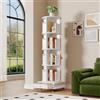 Ztexkee Scaffale girevole a 4 ripiani, girevole a 360° Libreria mobile con 4 ruote Scaffale con 1 cassetto per soggiorno, camera da letto, studio, ufficio, bianco