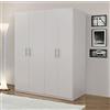 Bissolo Casa Armadio Multiuso 181x55x202 cm Bianco Opaco, 4 Ante Battenti, 2 Ripiani, 2 Tubi Appendiabiti, Design Moderno e Pratico, Ideale per Casa e Ufficio