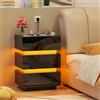 Ysgwsg Comodino Camera da Letto, Comodini con luce LED e Stazione di Ricarica (2 Prese, 2 Porte USB), Comodino Nero per Camera da Letto, Soggiorno, Tavolini con Cassetti. (Nero, 45x35x62cm)