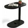 Generico bdit accessori Tavolino Laterale Moderno in Legno e Metallo, Salvaspazio 60 cm, Piano Ovale 44x28 cm, Base 40x23 cm, Comodino Minimal per Soggiorno e Camera da Letto (nero)