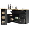 KecDuey Tavolo da bar allungabile, con spazio di archiviazione (138 - 204 × 39 × 105 cm), credenza con scaffale per snack, tavolo da bar telescopico, tavolo da bistrot, tavolo alto (nero)
