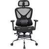 Ya-Home Sedia Ufficio Sedia Ergonomica Sedia Scrivania con Supporto Lombare Poltrona Girevole con Braccioli e Poggiatesta Sedie Computer Regolabile in Altezza con Poggiapiedi, Nero