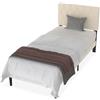 FIVMEN Letto Struttura 90 x 200 cm, Telaio in Metallo con Testiera e Rete a Doghe, per Ragazzi e Camera degli Ospiti, Beige