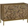 HOMCOM Mobile da Ingresso e Salotto Credenza 2 Ante in Legno 99x39x75.5cm | Moderna, Decori Dorati, Gambe in Acciaio