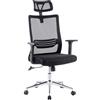 Techly 105735 Sedia per Ufficio con Schienale Alto Poggiatesta e Base Cromata Nero Nero