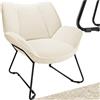 tectake® Poltroncina in Stile Scandinavo, Poltrona Camera da Letto Tessuto Bouclé, Sedia Ergonomica con Telaio in Acciaio, Sedia Cucina Antiscivolo, Carico Max. 120Kg - Crema/Bianco