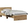 vidaXL Struttura letto con testata Rovere Artigianale 90 x 190 cm | Fatta con legno di pino massello, Ha un look chic e semplice, Perfetta per adulti, uso singolo