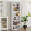 oneinmil Libreria Alta 6 Ripiani, Scaffale PortaLibri con Anta Aperta, Design Moderno per Soggiorno, Studio, Ufficio, Camera da Letto, 55.5 x 23.5 x 181 cm, Bianco