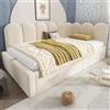 Autheria Letto Singolo 90x190 con vano idraulico, Divano Letto con pannelli laterali intercambiabili, Letto imbottito con rete a doghe, Struttura Letto Singolo in Velluto Beige (Senza Materasso)