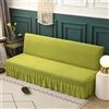 Surwin Copridivano Senza Braccioli 2/3 Posti Elasticizzato, Tinta Unita Antimacchia Fodera per Divano Letto Pieghevole Clic Clac Copri Divano con Gonna Arricciata (190-225cm,Erba Verde)