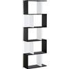 HOMCOM Scaffale Libreria a 5 Ripiani Suddivisi Nero e Bianco | Libreria Salvaspazio a Forma di S, Scaffale Divisorio, per Soggiorno Camera da Letto e Ufficio, 60x24x184.5 cm