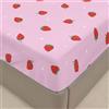 Odot Lenzuolo sotto con Angoli, Stile Cartone Animato Lenzuola sotto Elasticizzato Lenzuolo Coprimaterasso Elastico Lenzuola Singolo Matrimoniale (120x200+30cm,Fragola Rossa)