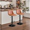STOOLINK Sgabelli da Bar Set di 2, Sgabello Cucina Pelle in Microfibra con Schienale, Sgabello Alto Girevole Regolabile con Poggiapiedi, Sgabello Bar Moderni per Isola ed Cucina-Marrone