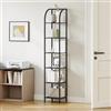 Hzuaneri Libreria Alta a 6 Ripiani, Scaffale Aperto, Struttura In Metallo, Stile Industriale, 30 x 30 x 178,6 cm, Adatta Per Studio, Soggiorno, Camera Da Letto, Cucina, Nero BC56004B