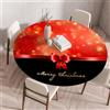 Treer Stile Natalizio Tovaglia Rotondo Antimacchia, Mollettone Tavolo Rotondo con Bordo Eelastico, Lavabile Copritavolo Antiscivolo Tovaglia Tonda per Picnic Cucina Casa (110cm,Nero)