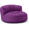 Lumaland - Pouf per esterni, pouf rotondo, con imbottitura da 320 l, 90 x 50 cm, lilla