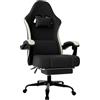 HOTOSYCH Sedia da Gaming Ergonomica con Molle Insacchettate e Poggiapiedi, Sedia Gamer con Supporto Lombare Regolabile, Sedie da Ufficio Schienale Regolabile 90-135°, Portata 150 Kg (Nero)