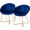 ML DESIGN modern living ML-Design Set 2x Sedia da Sala da Pranzo in Velluto Blu Sedia da Soggiorno con Schienale Rotondo Poltrona Imbottita Gambe in Metallo Dorato Poltroncina Ergonomica da Cucina con Schienale e Braccioli