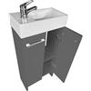 paplinskimoebel - Lavandino Bagno con Mobiletto 41 cm Malibu, Ceramica, Mobile Bagno con Lavabo, Mobile Lavabo, Mobiletto Sotto Lavandino - Grigio