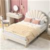 Generisch Letto imbottito 140 x 200 cm, letto matrimoniale con testa a fiore, struttura del letto con rete a doghe, letto per ragazzi in tessuto di velluto delicato sulla pelle, utilizzabile come
