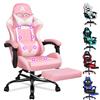 ALFORDSON Sedia Gaming Massaggiante, Sedia Professionale Gamer con Poggiatesta e Cuscino Lombare, Ergonomico Poltrona da Ufficio Schienale Regolabile 90-150°, Portata 180 kg, Similpelle(Rosa)