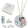 Regalami.Shop 10 bomboniere Battesimo, Comunione Personalizzate in Marmo di Carrara con Scatola, Confetti alla Mandorla, Essenza, Nastro in Organza e bigliettino Personalizzato (angioletta, 10)