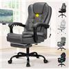 ALFORDSON Sedia Scrivania con Massaggio, Sedia Ufficio Ergonomica con Supporto Lombare e poggiapiedi, Poltrona Girevole ad Altezza Regolabile per Ufficio e Studio Sala Riunioni, Similpelle(Grigia)