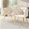MURUL Sedie di lusso in velluto (sedia 2 pezzi), soggiorno e sala da pranzo, trucco, stile moderno, gambe in ferro dorato, ergonomiche, beige, a bolle (2)
