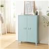 [en.casa] Armadietto da Ufficio Mobile in Acciaio per Archivio Armadio a 2 Ante e Ripiani 110 x 75 x 33 cm Blu Grigiastro