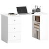 HOMCOM Scrivania Porta PC per Camera con Cassettiera 120x49x72cm Bianco | per Ufficio, Ripiani Portaoggetti, in Legno
