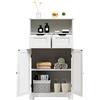 GYMAX Armadio da Terra, Mensola con 2 Ante e 2 Cassetti, Mobile Salvaspazio Multifunzioneper Bagno,con 2 ManiciTondi, di Legno, 60x30x108,5 cm (Bianco)
