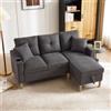 MSMOK Divano moderno a forma di L, adatto per soggiorno, ufficio, appartamento ecc, divano a 3 posti con chaise longue, spazio di archiviazione, portabevande integrato, fornito con 2 cuscini (grigio