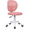 AVANTI TRENDSTORE Codigoro - Sedia girevole da scrivania, regolabile in altezza, rivestimento in mesh nel colore rosa, telaio in metallo e plastica bianca. LAP 44x86-97x45 cm